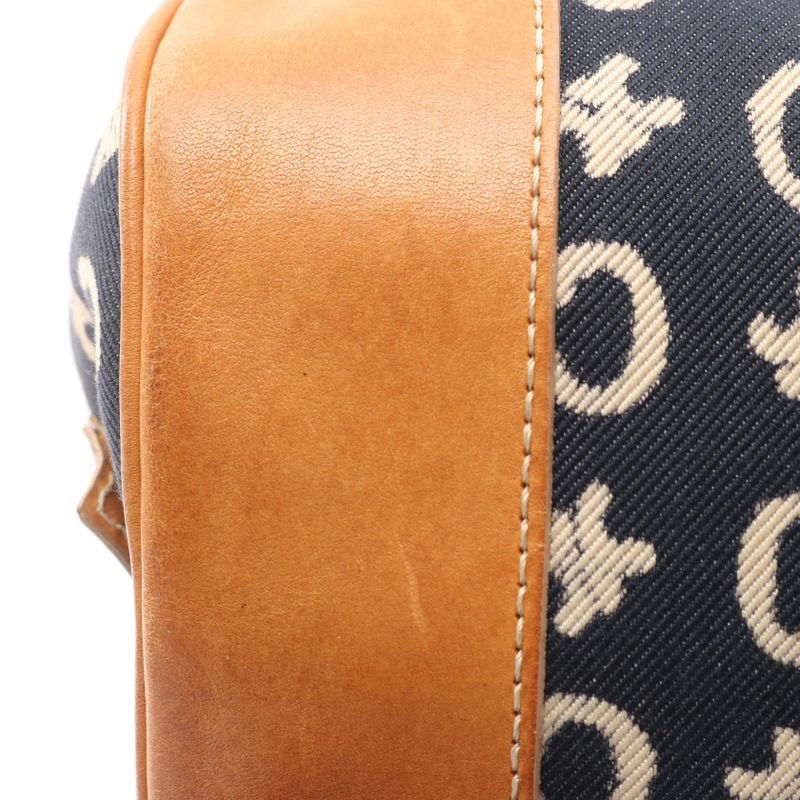 Celine Shoulder Bag C Macadam Navy Canvas Leather C Macadam Handbag Ladies Used