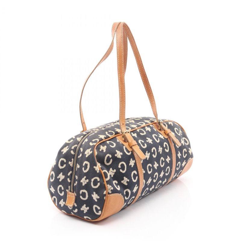 Celine Shoulder Bag C Macadam Navy Canvas Leather C Macadam Handbag Ladies Used