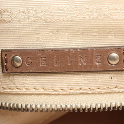 Celine Shoulder Bag Beige Brown Canvas Leather Tote Bag Women's Used B
