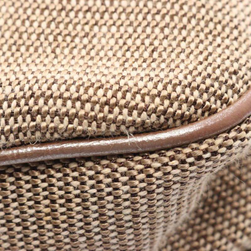 Celine Shoulder Bag Beige Brown Canvas Leather Tote Bag Women's Used B