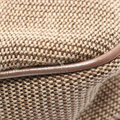 Celine Shoulder Bag Beige Brown Canvas Leather Tote Bag Women's Used B