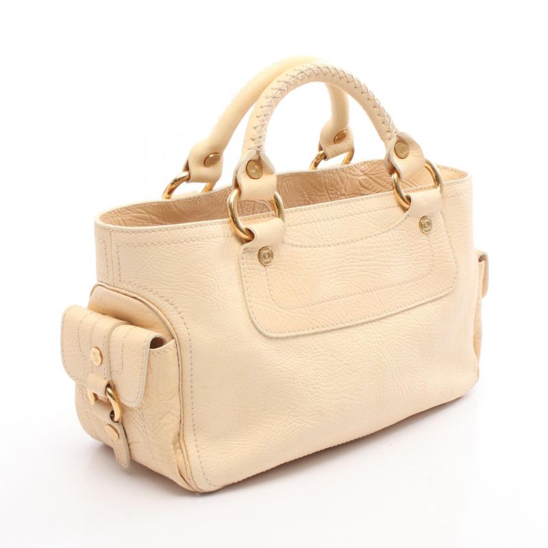 Celine Tote Bag Boogie Bag Macadam Ivory Leather Triomphe Boogie Bag Women's