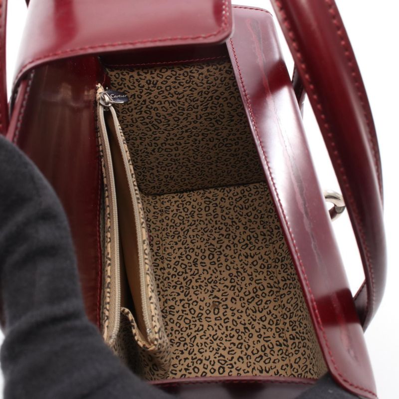 Cartier Handbag Panthère Bordeaux Leather Panthère Mastline Handbag Ladies Used