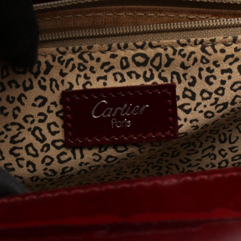 Cartier Handbag Panthère Bordeaux Leather Panthère Mastline Handbag Ladies Used