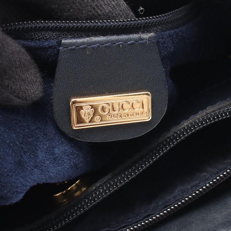 Gucci Shoulder Bag Interlocking G 001 14 0934 Navy Leather Shoulder Bag Ladies