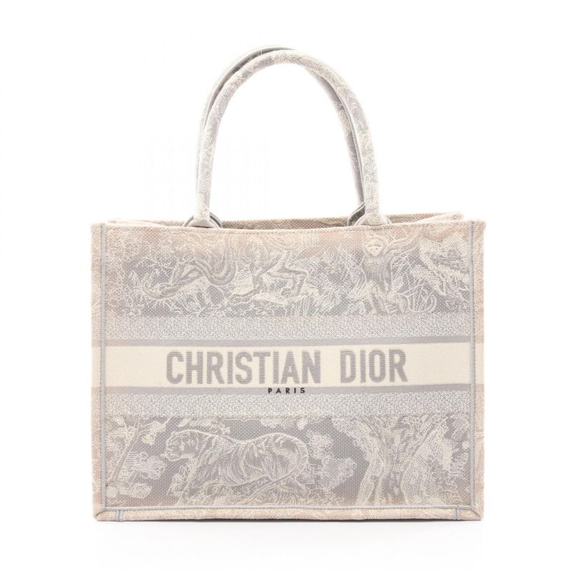 Christian Dior Tote Bag BOOK TOTE Medium Toile De Jouy Ivory Gray Canvas Book