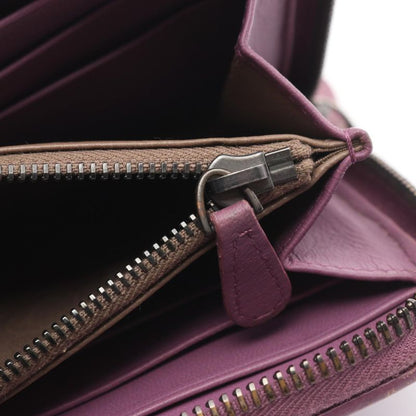 Bottega Veneta Round Long Wallet Intrecciato Purple Leather Intrecciato Round