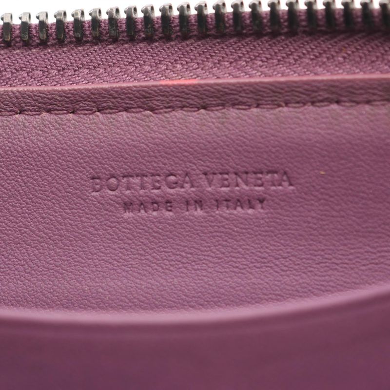 Bottega Veneta Round Long Wallet Intrecciato Purple Leather Intrecciato Round