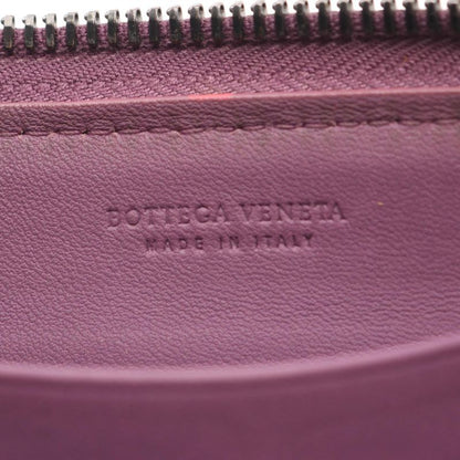 Bottega Veneta Round Long Wallet Intrecciato Purple Leather Intrecciato Round