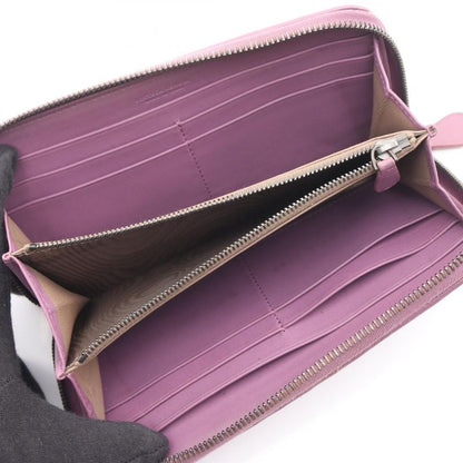 Bottega Veneta Round Long Wallet Intrecciato Purple Leather Intrecciato Round