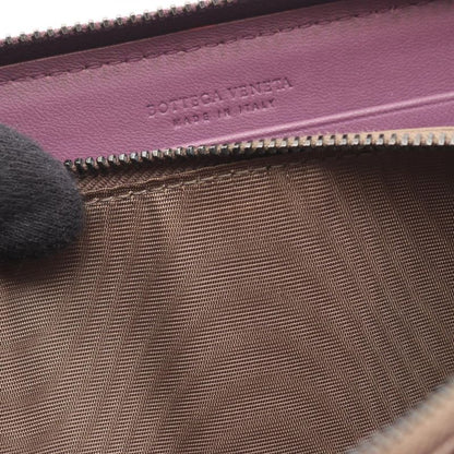 Bottega Veneta Round Long Wallet Intrecciato Purple Leather Intrecciato Round