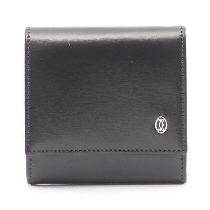 Cartier Coin Case Pasha Black Leather Pasha Coin Case Ladies Used A