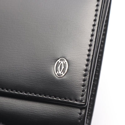 Cartier Coin Case Pasha Black Leather Pasha Coin Case Ladies Used A