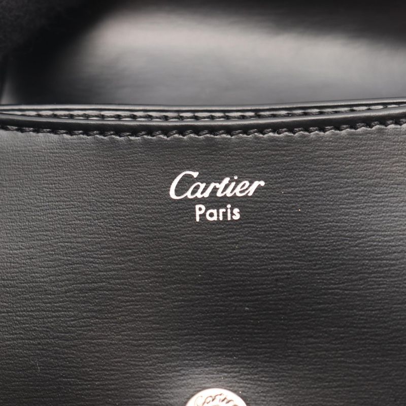 Cartier Coin Case Pasha Black Leather Pasha Coin Case Ladies Used A