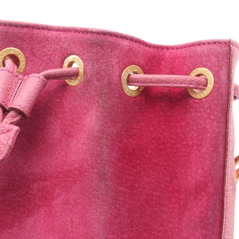 Gucci Handbag Bamboo 001 2854 1657 Pink Suede Leather Bamboo 2way Shoulder