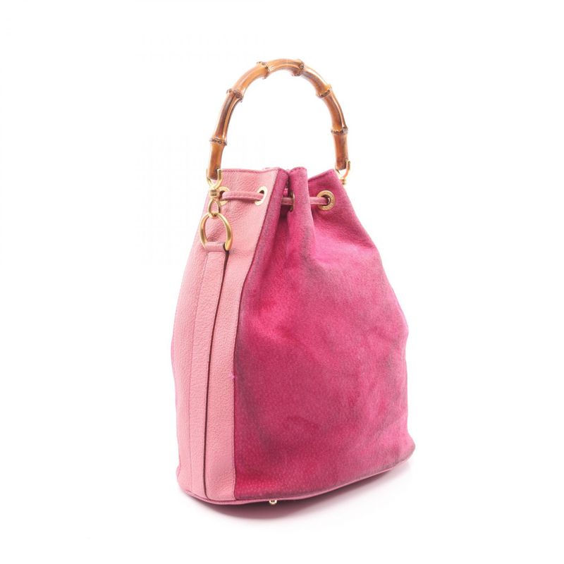 Gucci Handbag Bamboo 001 2854 1657 Pink Suede Leather Bamboo 2way Shoulder