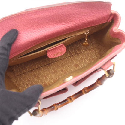 Gucci Handbag Bamboo 000 123 0316 Pink Suede Leather Bamboo 2way Shoulder
