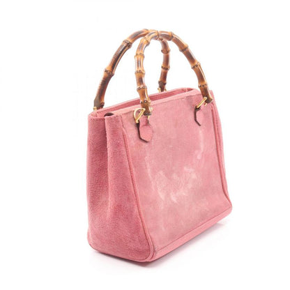 Gucci Handbag Bamboo 000 123 0316 Pink Suede Leather Bamboo 2way Shoulder