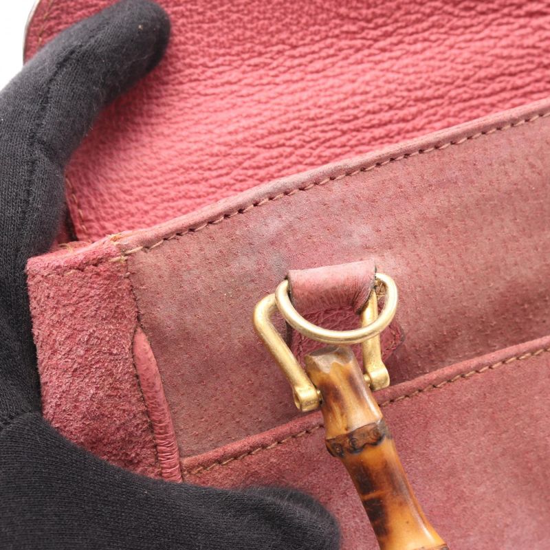 Gucci Handbag Bamboo 000 123 0316 Pink Suede Leather Bamboo 2way Shoulder