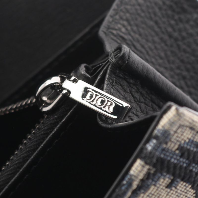 Dior Bifold Long Wallet Oblique Navy Beige Canvas Oblique Bifold Long Wallet