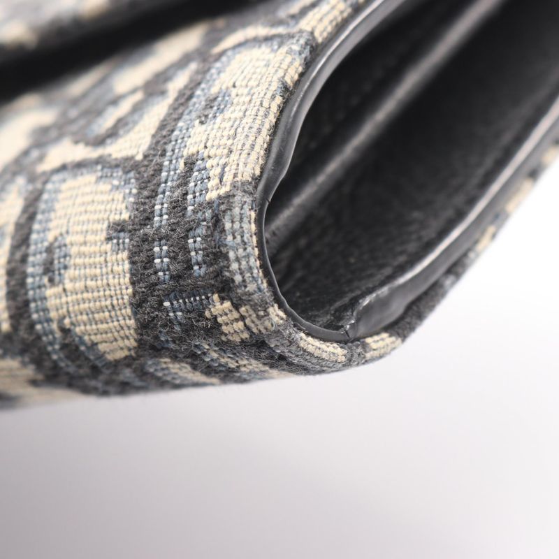 Dior Bifold Long Wallet Oblique Navy Beige Canvas Oblique Bifold Long Wallet