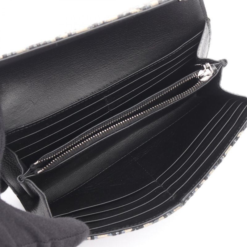 Dior Bifold Long Wallet Oblique Navy Beige Canvas Oblique Bifold Long Wallet