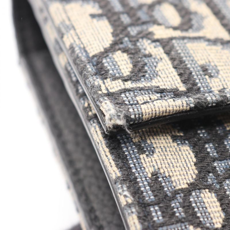 Dior Bifold Long Wallet Oblique Navy Beige Canvas Oblique Bifold Long Wallet