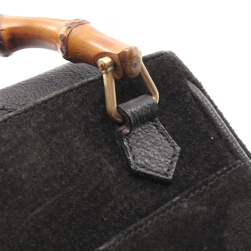 Gucci Handbag Bamboo 007 2214 0238 Black Suede Leather Bamboo Mini Bag Ladies