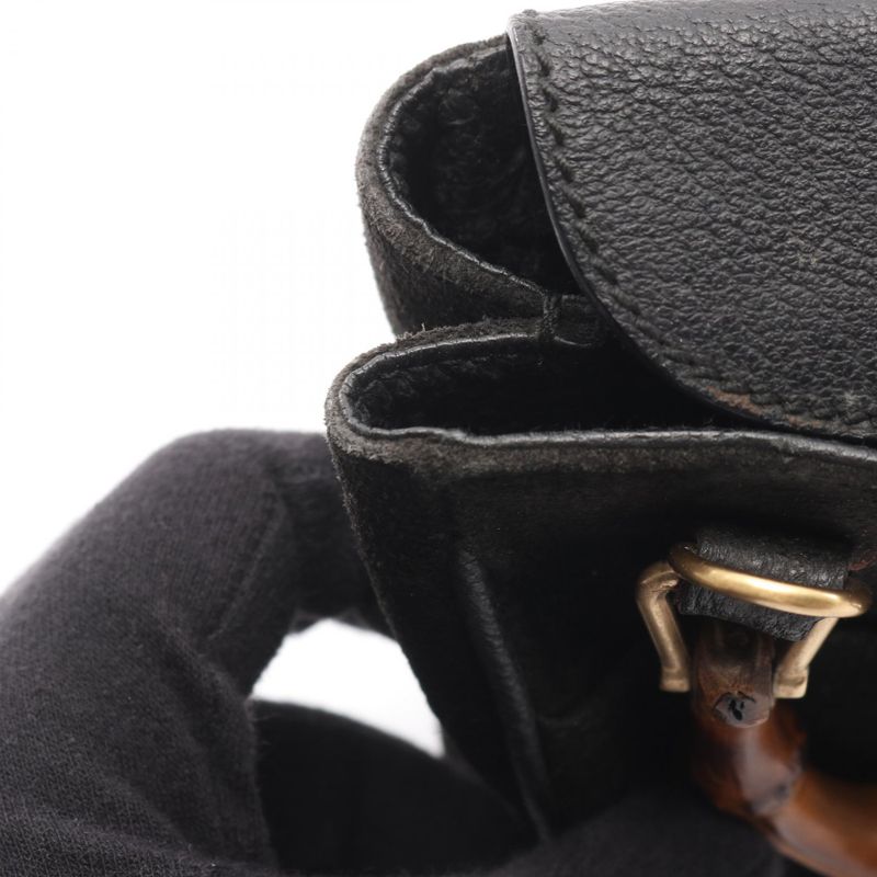 Gucci Handbag Bamboo 007 2214 0238 Black Suede Leather Bamboo Mini Bag Ladies