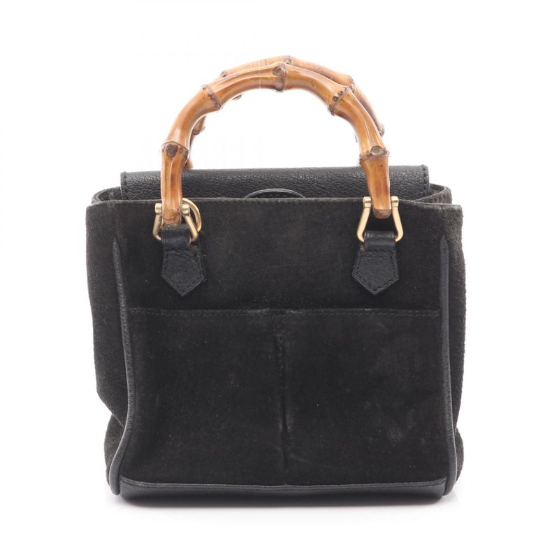 Gucci Handbag Bamboo 007 2214 0238 Black Suede Leather Bamboo Mini Bag Ladies