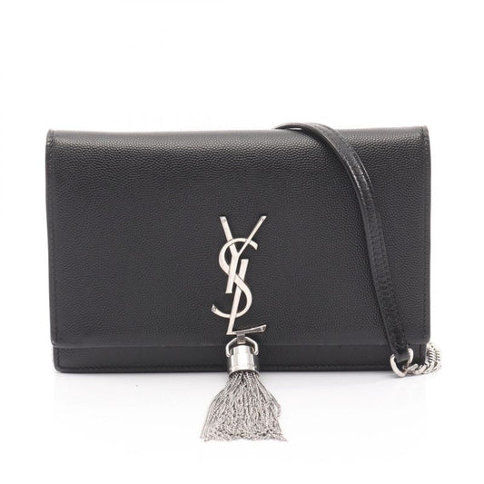 Saint Laurent Paris Shoulder Bag Kate Tassel 452159 Black Leather Kate Chain