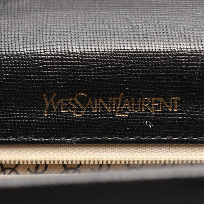 YVES Saint Laurent Shoulder Bag Black Leather Flap Shoulder Ladies Used B