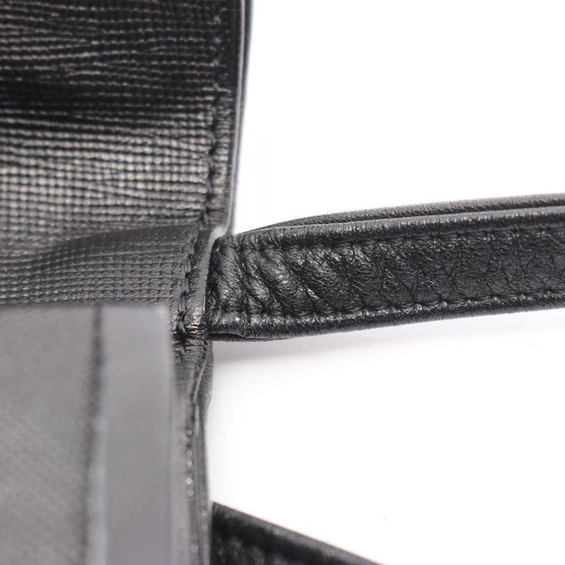 YVES Saint Laurent Shoulder Bag Black Leather Flap Shoulder Ladies Used B