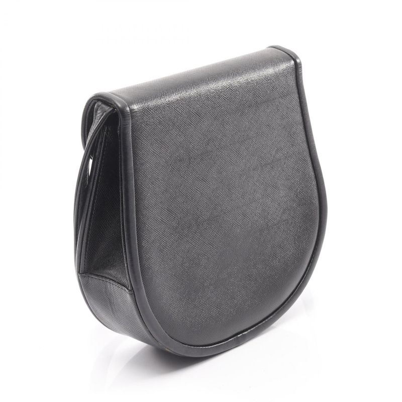 YVES Saint Laurent Shoulder Bag Black Leather Flap Shoulder Ladies Used B