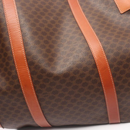 Celine Boston Bag Macadam Dark Brown PVC Coated Canvas Leather Macadam Boston