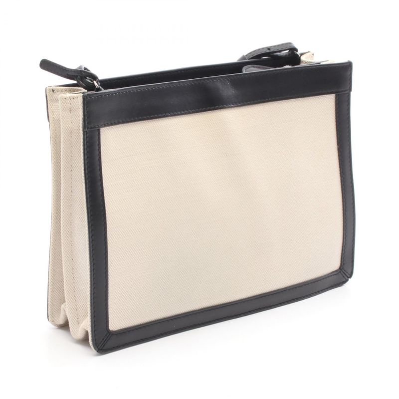 Balenciaga Shoulder Bag Navy Pochette 339937 Natural Canvas Leather Navy