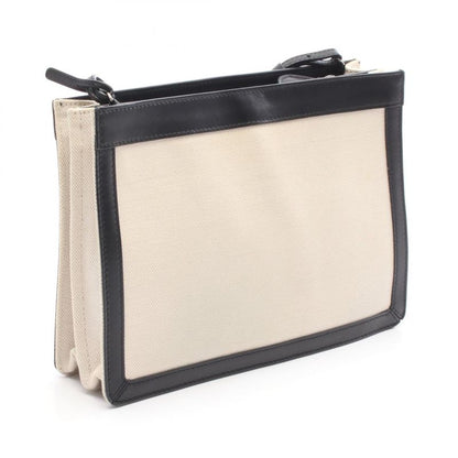 Balenciaga Shoulder Bag Navy Pochette 339937 Natural Canvas Leather Navy