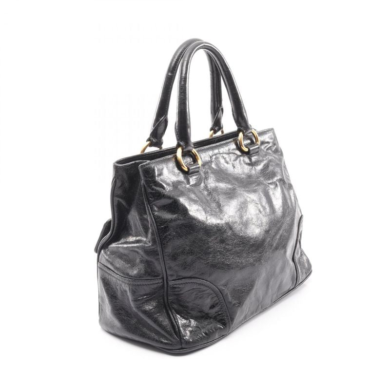 Prada Handbag Black Leather Logo 2way Shoulder Ladies Used A