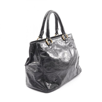 Prada Handbag Black Leather Logo 2way Shoulder Ladies Used A