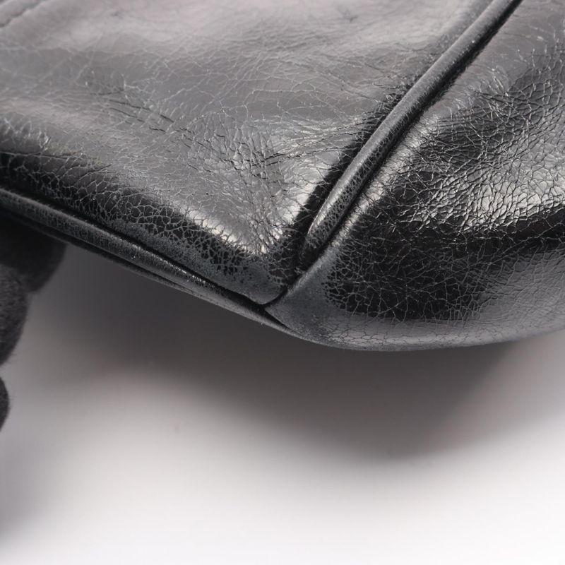 Prada Handbag Black Leather Logo 2way Shoulder Ladies Used A