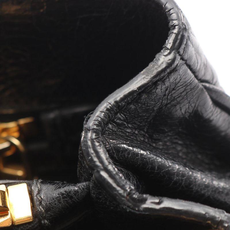 Prada Handbag Black Leather Logo 2way Shoulder Ladies Used A