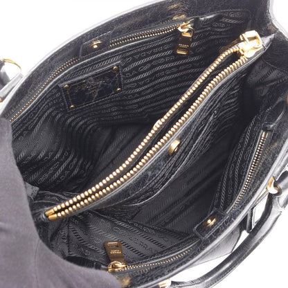 Prada Handbag Black Leather Logo 2way Shoulder Ladies Used A