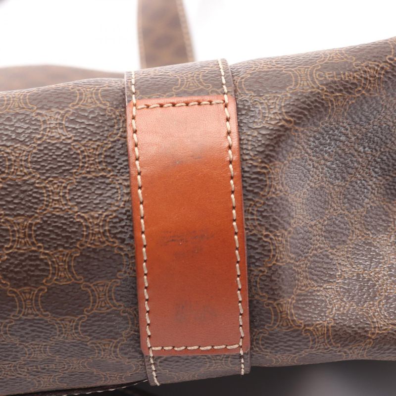 Celine Tote Bag Macadam Dark Brown PVC Coated Canvas Leather Macadam Tote Bag