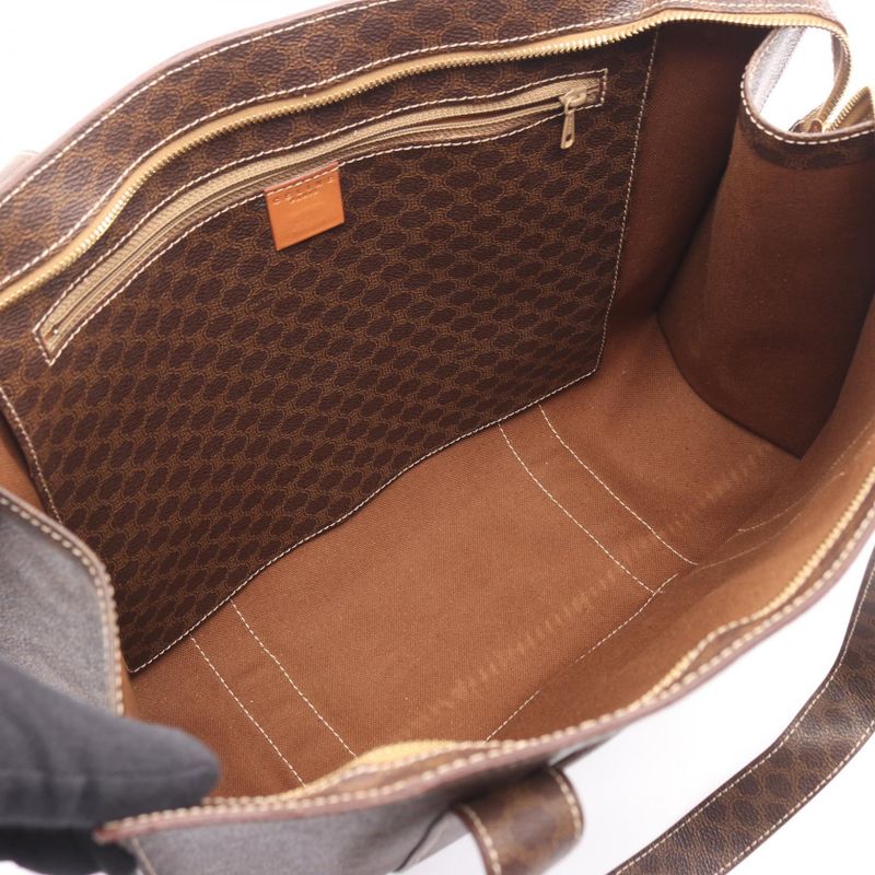 Celine Tote Bag Macadam Dark Brown PVC Coated Canvas Leather Macadam Tote Bag