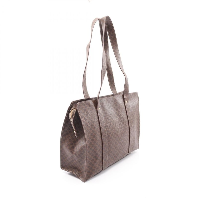 Celine Tote Bag Macadam Dark Brown PVC Coated Canvas Leather Macadam Tote Bag