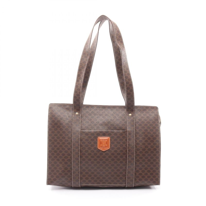 Celine Tote Bag Macadam Dark Brown PVC Coated Canvas Leather Macadam Tote Bag