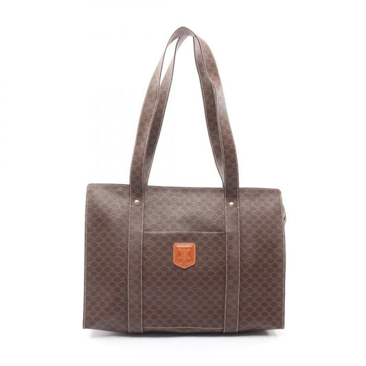 Celine Tote Bag Macadam Dark Brown PVC Coated Canvas Leather Macadam Tote Bag