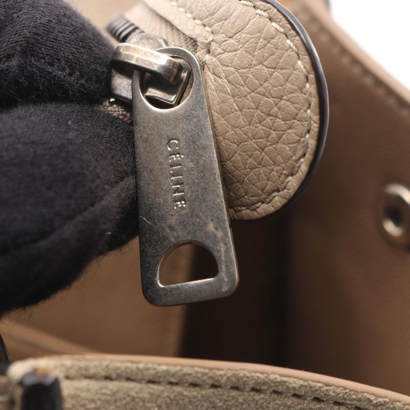 Celine Handbag Trapeze Medium 169542 Greige Leather Suede Trapeze Medium