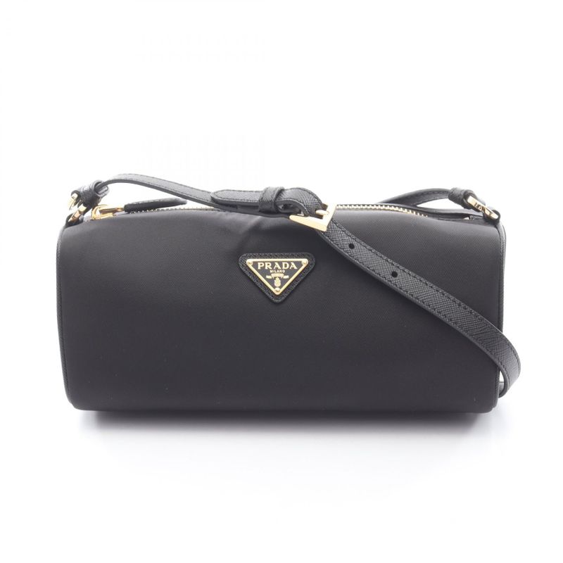 Prada Shoulder Bag Re-nylon Pouch Tessuto+saffian 1ne0582c05f0002 Black Nylon