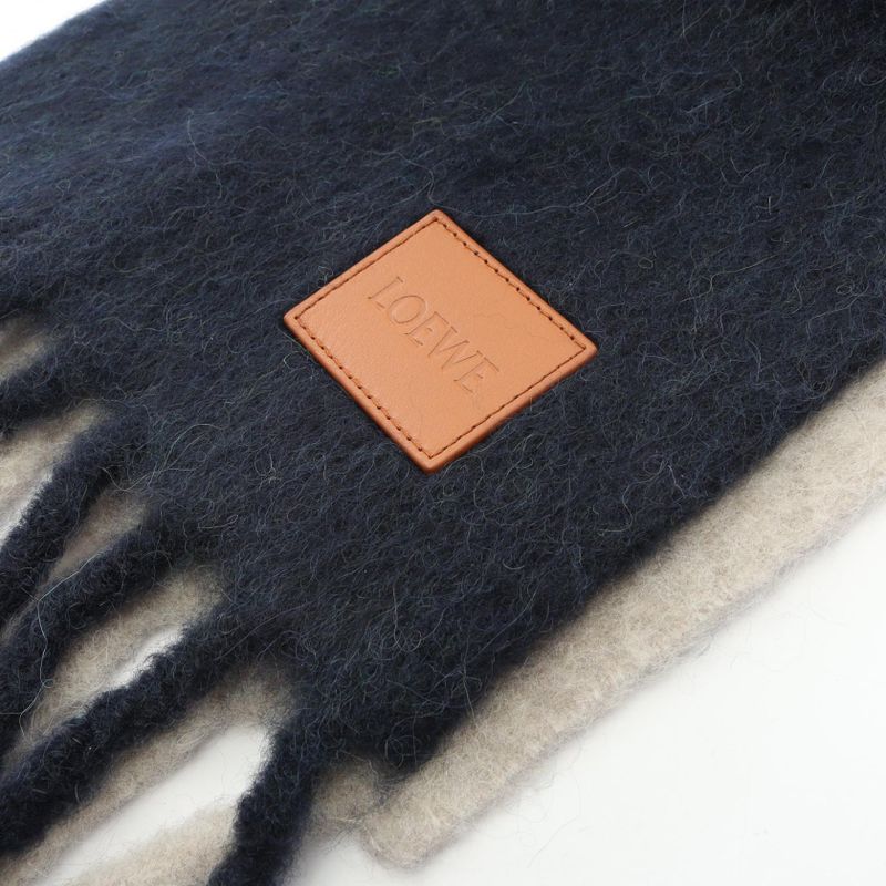 Loewe Muffler Scarf Fsf4ss1w065395 Navy Wool Muffler Women's